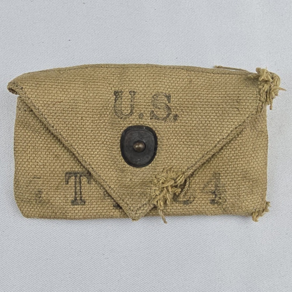 WWII US Army M1924 First Aid Pouch JEFF QMD 1942 Carlisle Dressing USGI